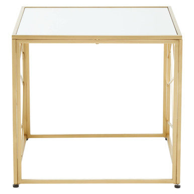 Orsina Farran Modern Gold Side Table with Mirrored Glass Top
