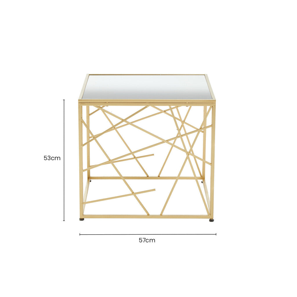 Orsina Farran Modern Gold Side Table with Mirrored Glass Top