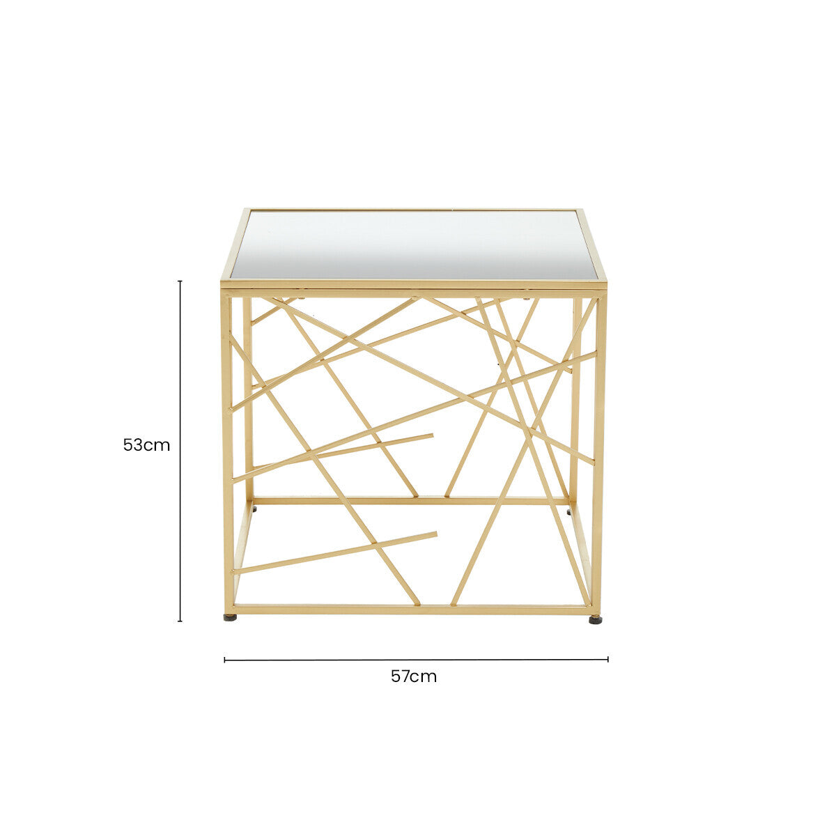 Orsina Farran Modern Gold Side Table with Mirrored Glass Top
