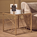 Orsina Farran Modern Gold Side Table with Mirrored Glass Top