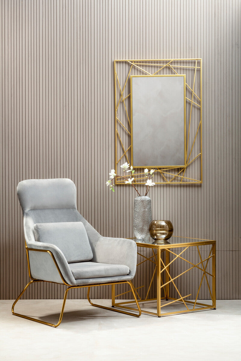 Orsina Farran Modern Gold Side Table with Mirrored Glass Top