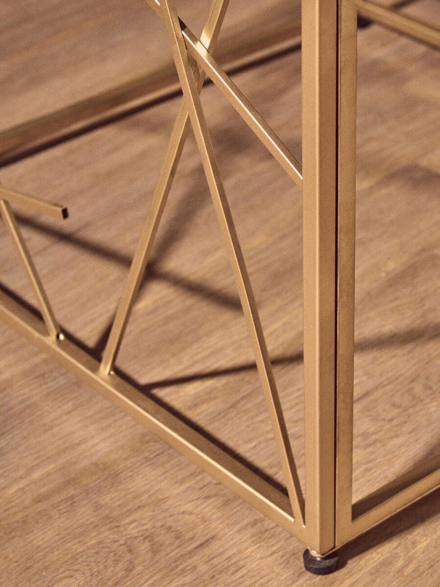 Orsina Farran Modern Gold Side Table with Mirrored Glass Top