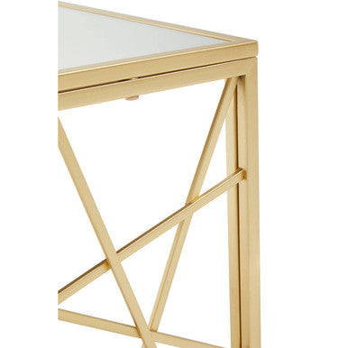 Orsina Farran Modern Gold Side Table with Mirrored Glass Top