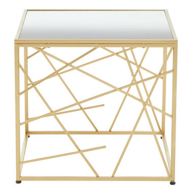 Orsina Farran Modern Gold Side Table with Mirrored Glass Top