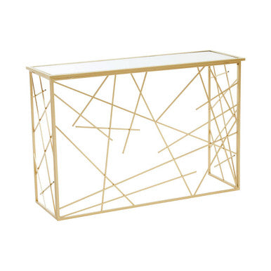 Orsina Farran Gold Console Table | Mirrored Glass Top Modern Entryway