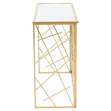 Orsina Farran Gold Console Table | Mirrored Glass Top Modern Entryway