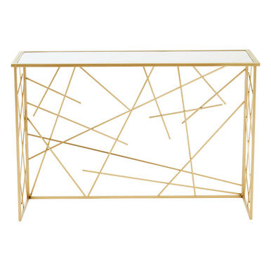 Orsina Farran Gold Console Table | Mirrored Glass Top Modern Entryway