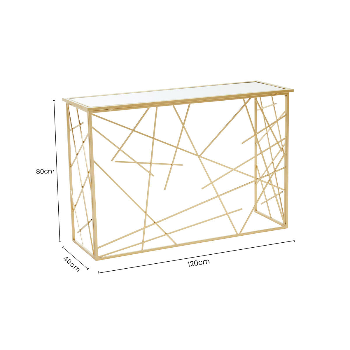 Orsina Farran Gold Console Table | Mirrored Glass Top Modern Entryway