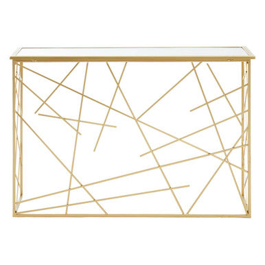 Orsina Farran Gold Console Table | Mirrored Glass Top Modern Entryway