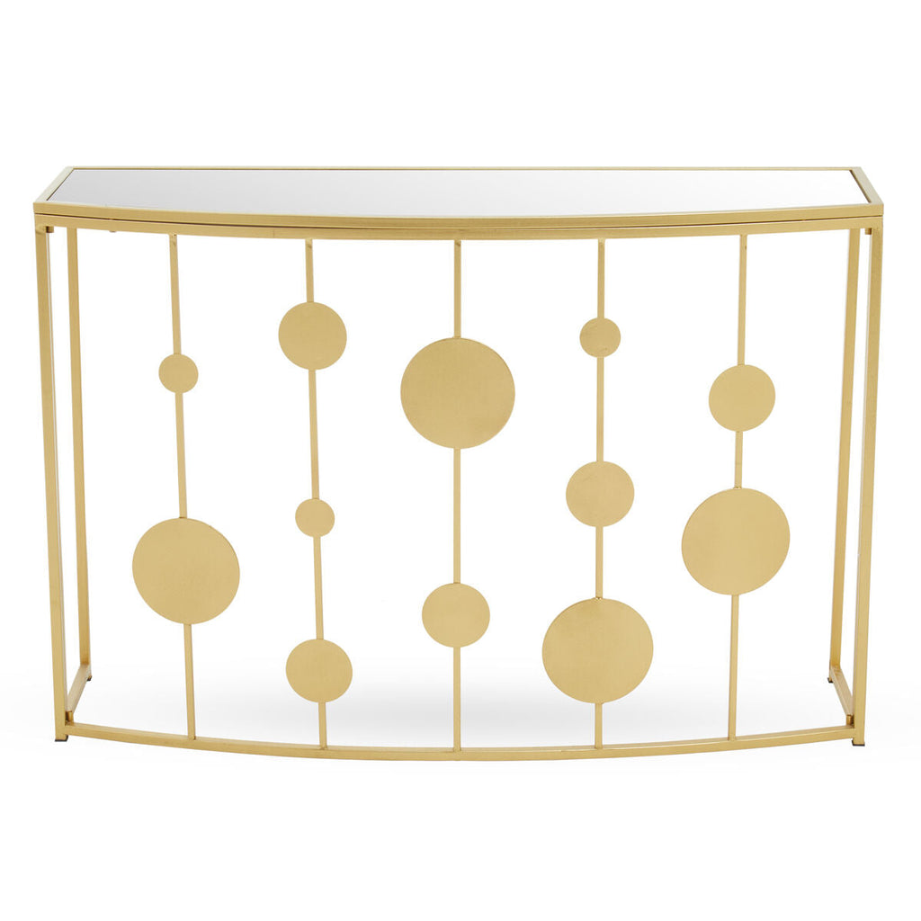 Orsina Farran Demilune Console Table – Champagne Gold Mirrored Top