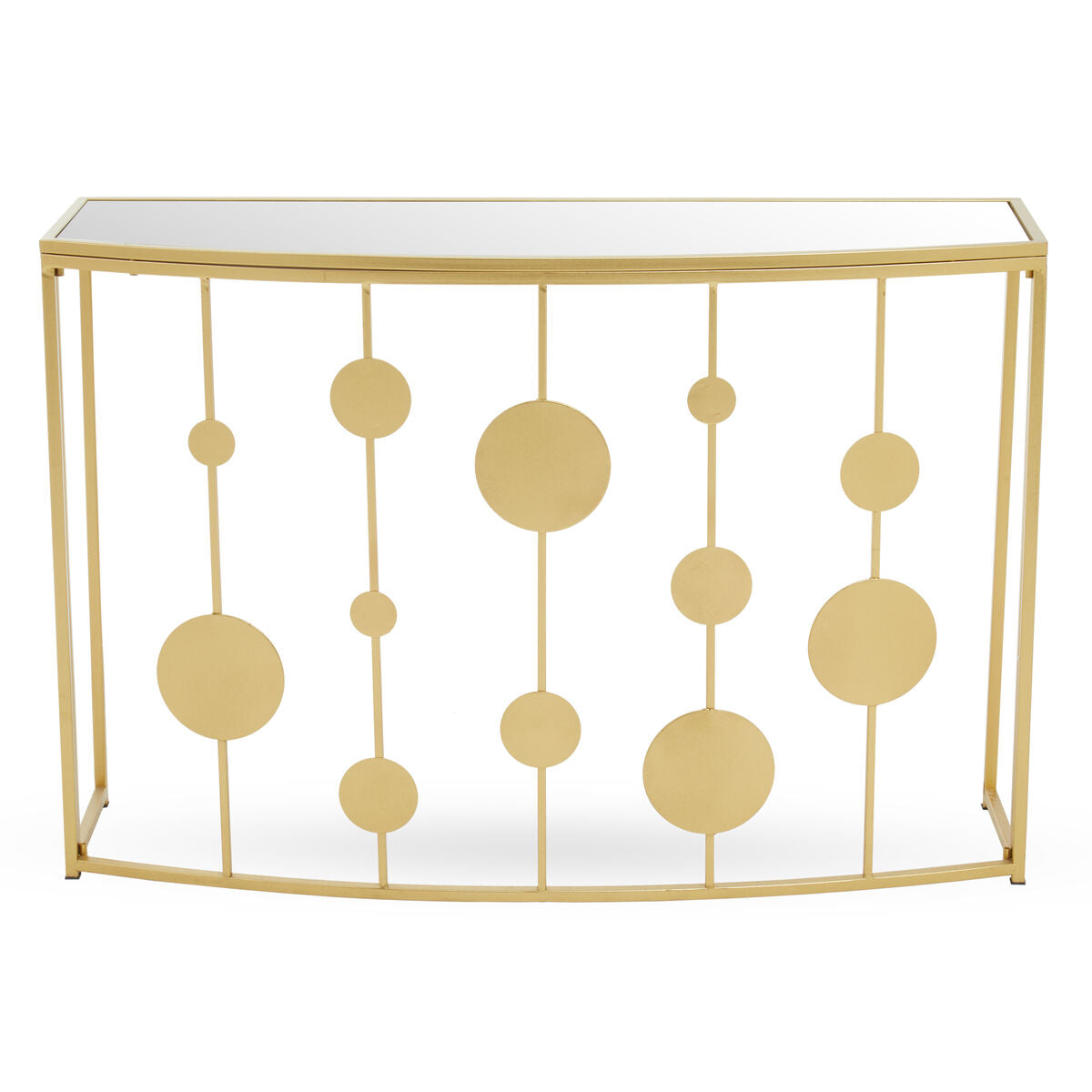 Orsina Farran Demilune Console Table – Champagne Gold Mirrored Top