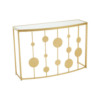Orsina Farran Demilune Console Table – Champagne Gold Mirrored Top