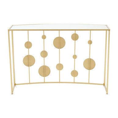 Orsina Farran Demilune Console Table – Champagne Gold Mirrored Top