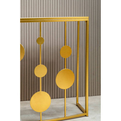 Orsina Farran Demilune Console Table – Champagne Gold Mirrored Top