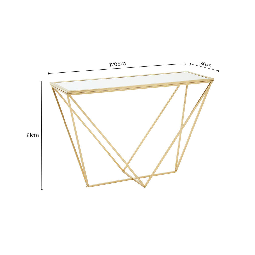 Orsina Farran Gold Mirrored Console Table – Rectangular Glam Decor