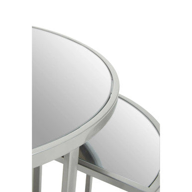 Orsina Nesting Tables – 5 Piece Silver Geometric Glass Top Set