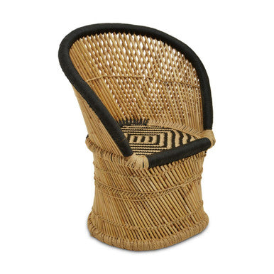 Orsina Rowan Woven Accent Chair and Stool Set – Natural and Black