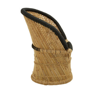 Orsina Rowan Woven Accent Chair and Stool Set – Natural and Black