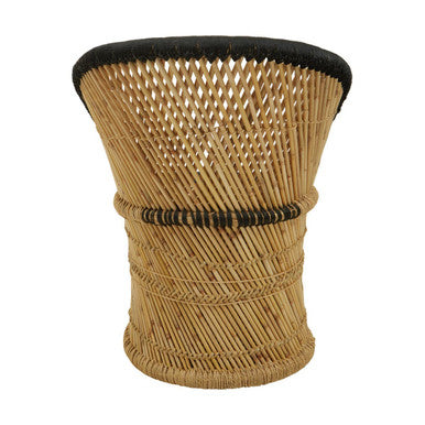 Orsina Rowan Woven Accent Chair and Stool Set – Natural and Black