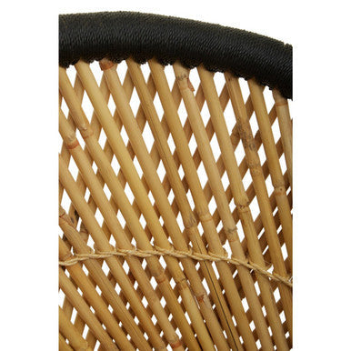 Orsina Rowan Woven Accent Chair and Stool Set – Natural and Black