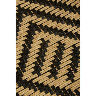 Orsina Rowan Woven Accent Chair and Stool Set – Natural and Black