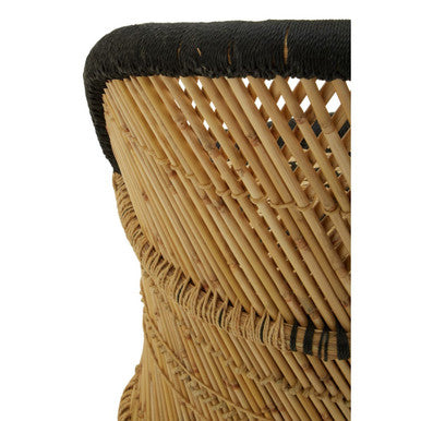 Orsina Rowan Woven Accent Chair and Stool Set – Natural and Black