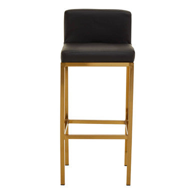 Orsina Baina Bar Chair | Black Faux Leather with Gold Finish Legs