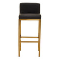 Orsina Baina Bar Chair | Black Faux Leather with Gold Finish Legs