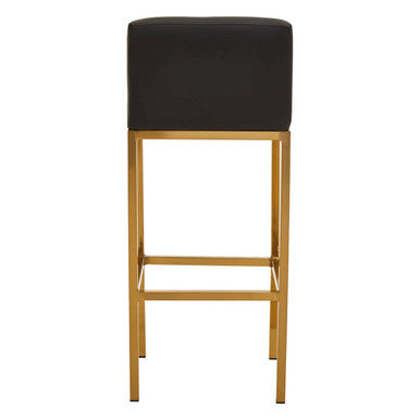 Orsina Baina Bar Chair | Black Faux Leather with Gold Finish Legs
