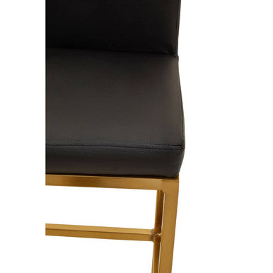 Orsina Baina Bar Chair | Black Faux Leather with Gold Finish Legs