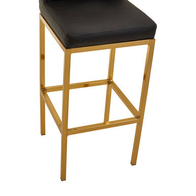 Orsina Baina Bar Chair | Black Faux Leather with Gold Finish Legs