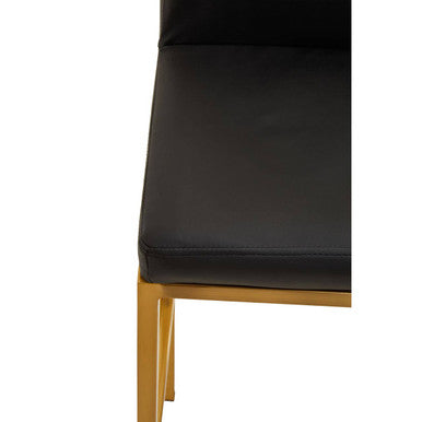 Orsina Baina Bar Chair | Black Faux Leather with Gold Finish Legs
