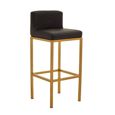 Orsina Baina Bar Chair | Black Faux Leather with Gold Finish Legs