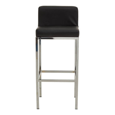 Orsina Baina Modern Bar Chair | Black Faux Leather and Chrome Finish