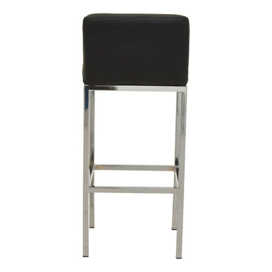 Orsina Baina Modern Bar Chair | Black Faux Leather and Chrome Finish