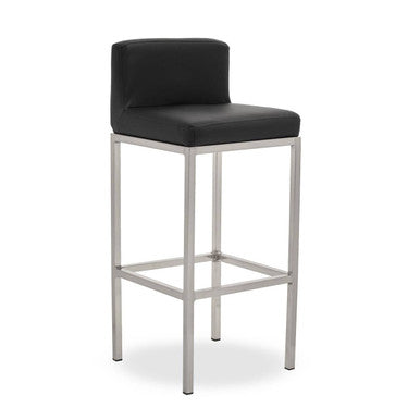 Orsina Baina Modern Bar Chair | Black Faux Leather and Chrome Finish