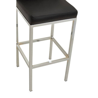 Orsina Baina Modern Bar Chair | Black Faux Leather and Chrome Finish