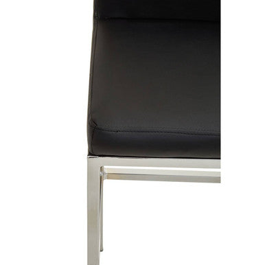 Orsina Baina Modern Bar Chair | Black Faux Leather and Chrome Finish