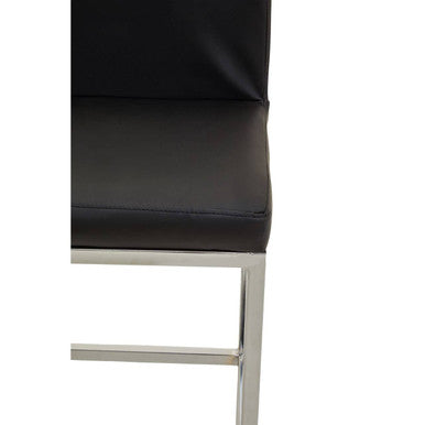 Orsina Baina Modern Bar Chair | Black Faux Leather and Chrome Finish