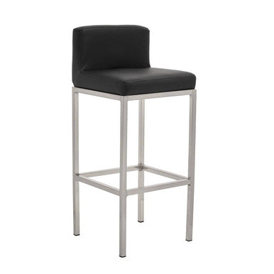 Orsina Baina Modern Bar Chair | Black Faux Leather and Chrome Finish