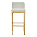 Orsina Baina White Faux Leather Bar Chair with Gold Finish Legs