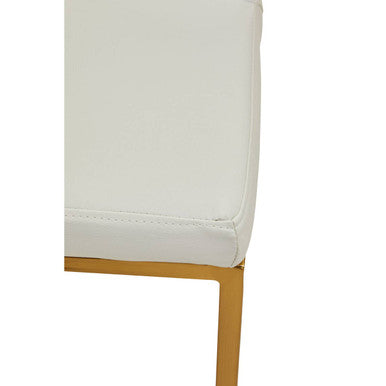 Orsina Baina White Faux Leather Bar Chair with Gold Finish Legs