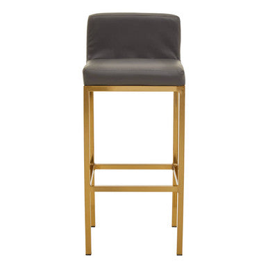 Orsina Baina Bar Chair | Dark Grey Faux Leather with Gold Finish
