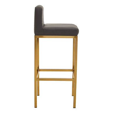 Orsina Baina Bar Chair | Dark Grey Faux Leather with Gold Finish
