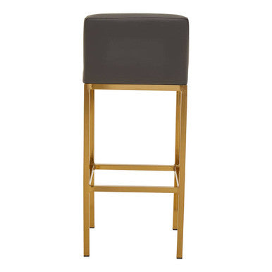 Orsina Baina Bar Chair | Dark Grey Faux Leather with Gold Finish