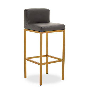 Orsina Baina Bar Chair | Dark Grey Faux Leather with Gold Finish