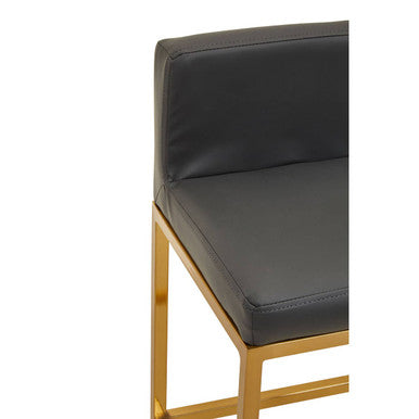 Orsina Baina Bar Chair | Dark Grey Faux Leather with Gold Finish