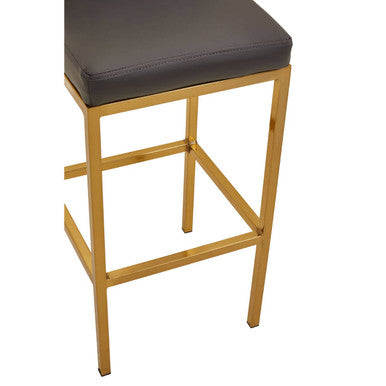 Orsina Baina Bar Chair | Dark Grey Faux Leather with Gold Finish