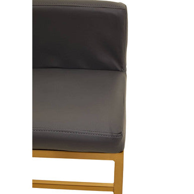 Orsina Baina Bar Chair | Dark Grey Faux Leather with Gold Finish