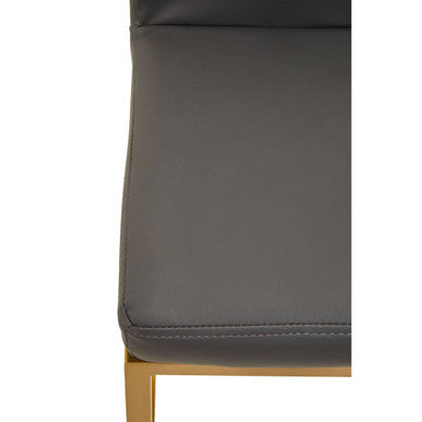 Orsina Baina Bar Chair | Dark Grey Faux Leather with Gold Finish